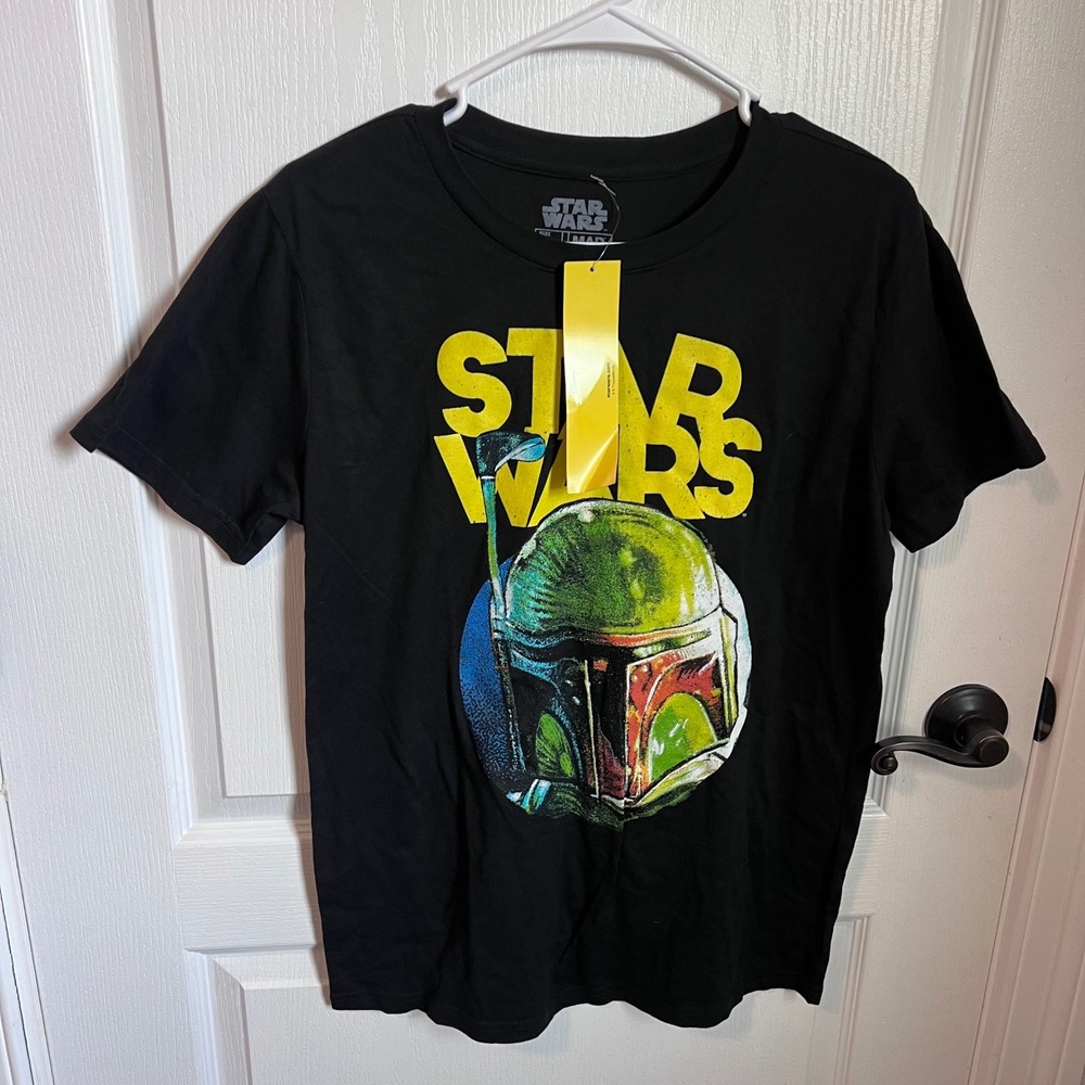 Star Wars Boba Fett Graphic T-Shirt Mens Medium Black STRW3594 New With Tags